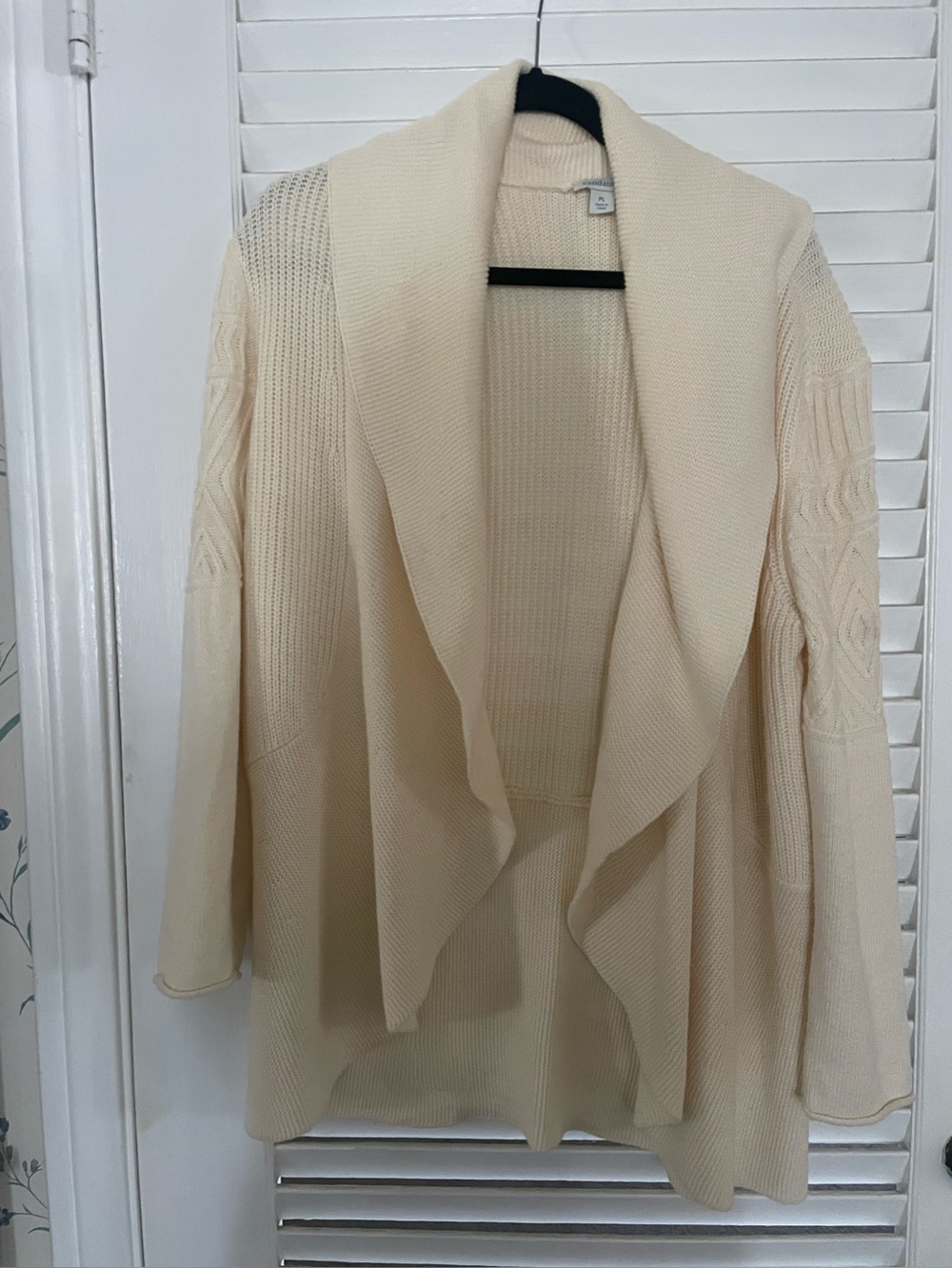 Sundance Cream Open-Front Draped Cardigan